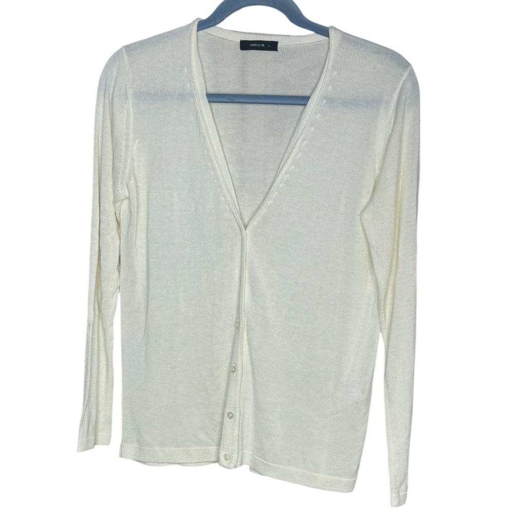 Comme Ca Ism Ivory Cream Ribbed Button Front Sweater
Cardigan